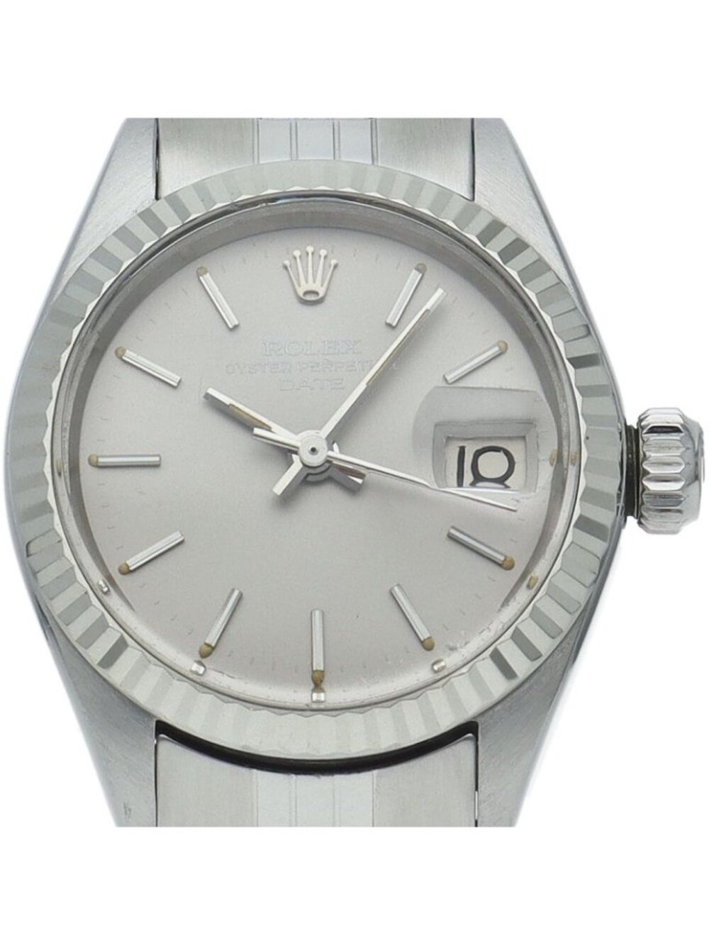 Rolex Oyster Perpetual Date Watch Antique 18k Yellow Gold SS Gray
